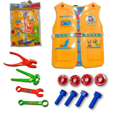 Imagem de Kit Ferramentas Brinquedo colete Menino Engenheiro Infantil Plástico