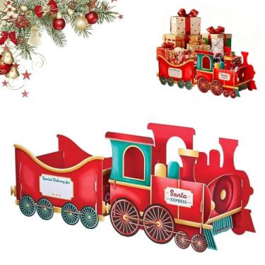 Imagem de Tasunte Caixa de presente de trem de Natal, trem de presente do Papai Noel faça você mesmo entrega alegria de feriado com estilo, presentes de Papai Noel, trens, brinquedo de armazenamento para