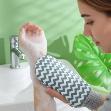 Imagem de Luvas esfoliantes corporais luva de esfoliação corporal para chuveiro, superfície de pele facilmente lisa (azul marinho)