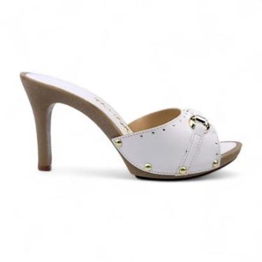 Imagem de Tamanco Tchocco Salto Alto Enfeite Dourado e Hotfix-Feminino