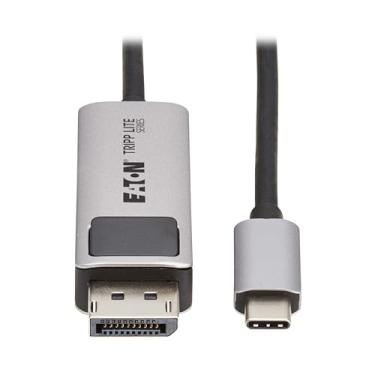Imagem de Cabo adaptador Eaton Tripp Lite Series 8K USB-C para DisplayPort, 3 pés, 8K @60Hz ou 4K@144Hz, Plug-and-Play, PC/laptop/telefone, DP 1.4, TB 3, HDR 4:4:4 HDCP 2.3, garantia de 3 anos (U444-003-DP8K6)
