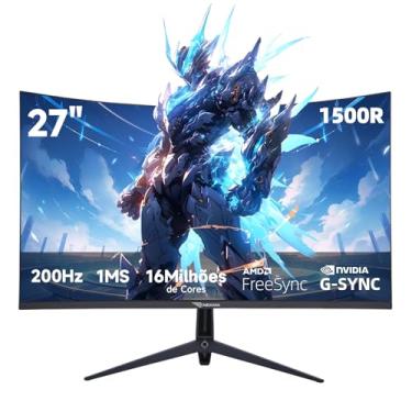 Imagem de Monitor Gamer Curvo 27 Polegadas 200Hz - 1ms,R1500,Full HD 1920x1080,Tecnologia AMD FreeSync e NVIDIA G-SYNC,Alto-Falantes Integrados,Suporte VESA - Ideal para Filmes e Entretenimento e Jogos