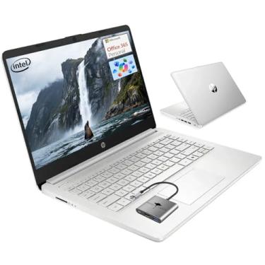 Imagem de HP Laptop para 14 estudantes, de volta às aulas, processador quad-core (até 3,6 GHz) 4 GB de RAM, SSD de 128 GB, laptops para estudantes com Office 365 Copilot AI Win11 de 1 ano, prata natural