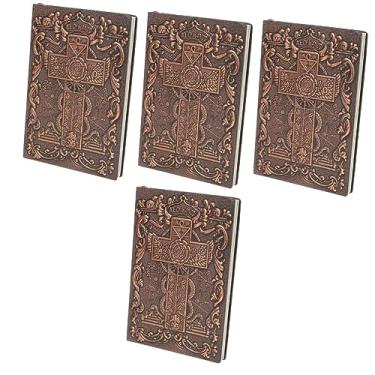 Imagem de PEYNIR Presentes de diário, cruzados, bronze, para casa, em relevo, Bíblia de poliuretano para homens vintage, planejador pessoal em branco, feminino, memorando, tamanho bruxo, diário, capa, caderno