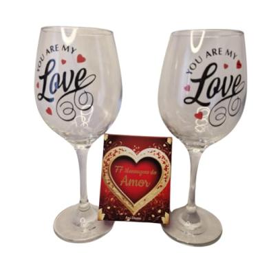 Imagem de Kit Box do Amor + 2 Taças de Vidro Namorados Casal Presente