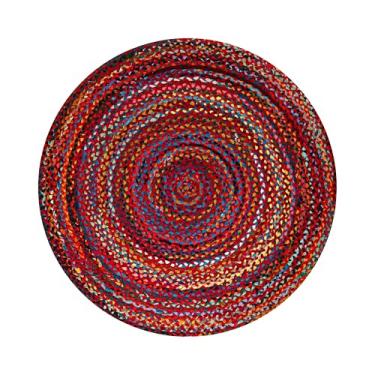Imagem de RIANGI Chindi Tapete de sala de estar Boho 20 cm, trançado multicolorido, boêmio, algodão reciclado colorido