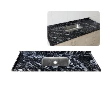 Imagem de Pia de Cozinha 100cm Granito Preto Indiano Cuba Inox Rasa