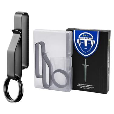 Imagem de AOKYE Porta-chaves resistente, chaveiro de aço inoxidável durável e gancho de ferramentas, gancho portátil multifuncional com fecho de pressão seguro - para chaves, ferramentas ou acessórios, preto