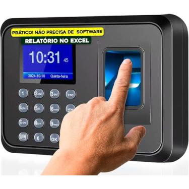Imagem de Relógio de Ponto Biométrico Digital Eletrônico Máquina Para Empresa Com Conexão USB Confirmação Sonora E Visual Impressão Digital Para Registro De Pontos Não Requer Instalação de Software