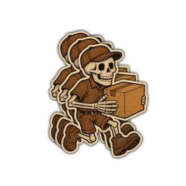 Imagem de (3 peças - 7,6 cm) Adesivos esqueleto de entregador, decalques de vinil engraçados e assustadores presentes para transportadores, caminhoneiros, carteiros, amigos, para laptop, garrafa de água