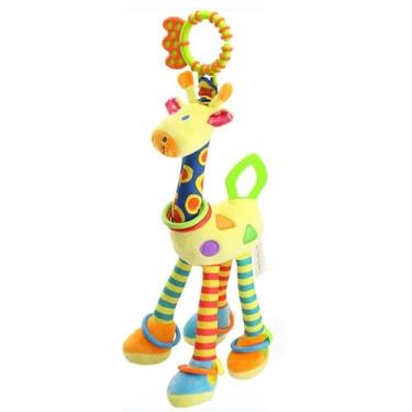 Imagem de Macaco feliz bebê brinquedo de pelúcia girafa torno pendurado cor de pelúcia pingente de carro brinquedo do bebê velho girafa amarela 37cm