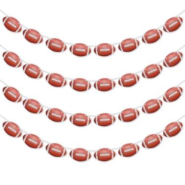 Imagem de Faixa de futebol de 4 fios – guirlanda de futebol marrom para aniversário, festa de dia de jogo, chá de bebê e decoração temática de porta traseira