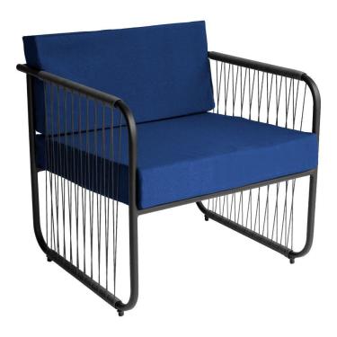 Imagem de Poltrona área Externa Córdova Aço Carbono E Fibra Sintética Preto-azul