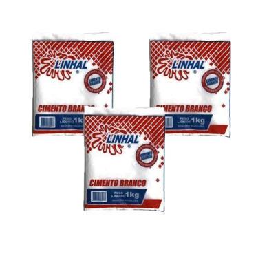 Imagem de Kit 3 Cimento Branco Para Reparo E Acabamento Artesanato 1kg - Linhal