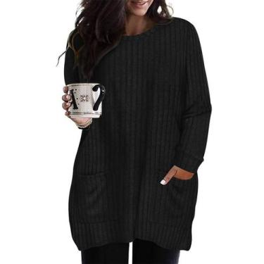 Imagem de Suéter TIYOMI Plus Size para mulheres de manga comprida com decote em 