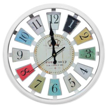 Imagem de Relógio De Parede Decorativo Branco Sala Escritório 37,5cm