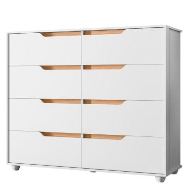 Imagem de Cômoda Grande 8 Gavetas Doble  Branco Freijó