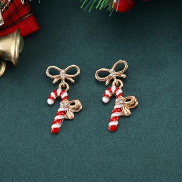 Imagem de Brincos de Natal para mulheres, árvore, Papai Noel, boneco de neve, brincos pendurados, roupas de Natal, acessórios de bijuteria, 2inch, Cobre, Sem pedra preciosa