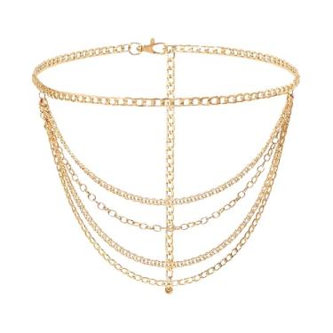 Imagem de KMYZQDV Corrente de cintura dourada plus size fashion cinto para mulheres correntes curvilíneas cintos acessórios cintos de corrente de metal ajustáveis para roupas femininas estilo punk cinto social