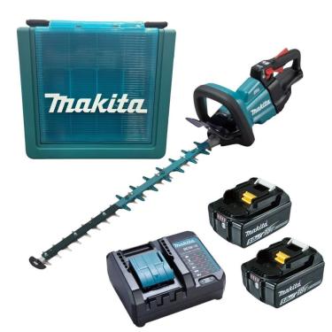 Imagem de Kit Aparador De Cerca Viva à Baterias + 2 Bateria 18v 5ah + Carregador Dc18wc Bivolt + Maleta Makita