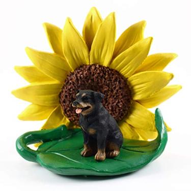 Imagem de Conversation Concepts Estatueta de Rottweiler – Presente de estátua de girassol: escultura realista pintada à mão, decoração de berçário de verão ou mesa de escritório em casa, presente de chuveiro de