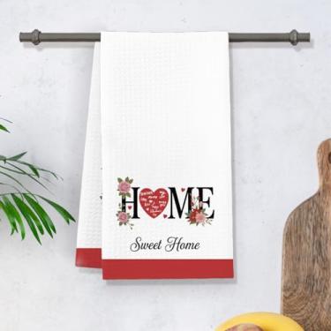 Imagem de Pano de prato de cozinha com tema engraçado pano de secagem rápida absorvente retrô atrevida senhora dia dos namorados, coração, amor, casa, doce lar