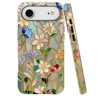 Imagem de Capa para iPhone 17 Air, capa brilhante para meninas e mulheres, vitrais florais coloridos