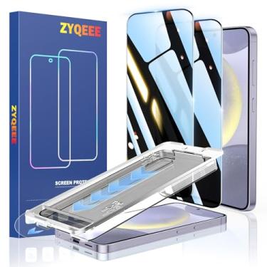 Imagem de ZYQEEE Pacote com 2 protetores de tela de privacidade para Samsung Galaxy S24 Plus, película protetora de vidro temperado de cobertura total, compatível com impressão digital, instalação rápida e