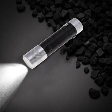 Imagem de 1 lanterna de LED de longo alcance de alta potência, 3 pilhas AAA, liga de alumínio, tom prateado, preto, 11,7 x 2,7 x 2,7 cm