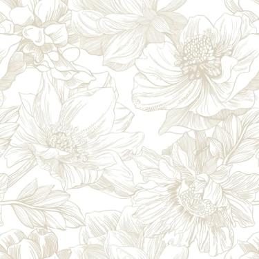 Imagem de Ismoon Papel de parede floral grande boho bege/café papel de parede moderno para parede removível autoadesivo armário de quarto banheiro impermeável mural decoração de parede rolo de vinil