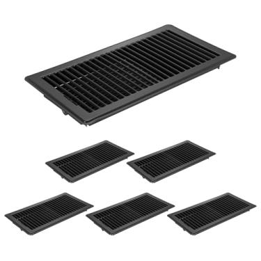 Imagem de PATIKIL Coberturas de ventilação de piso de 15 x 30 cm, 6 peças de registros de piso capas de ventilação de ar de metal resistentes, alavanca de fornecimento de ar ajustável para grades de teto de