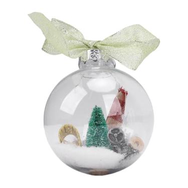 Imagem de Cffuvros pendurado globo de neve retro máquina de costura temático plástico feriado globo de neve ornamento para festa de árvore de natal decoração interior (B)
