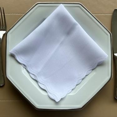 Imagem de Guardanapo de Tecido Oxford Kit 100 Acabamento a Laser 33 x 33 CM Mesa Posta (Branco)