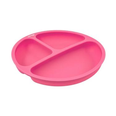 Imagem de Prato de Silicone Infantil Clingo® com Divisórias - Base com Sucção Antiderrapante - Livre de BPA - Ideal para Introdução Alimentar (BLW) - Cor Rosa