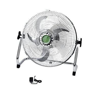 Imagem de KUYBTU Ventilador de acampamento com lanterna USB, ventilador de chão 12 velocidades de alta velocidade, ventilador de metal resistente para casa interna, quarto, 5 lâminas-branco-18