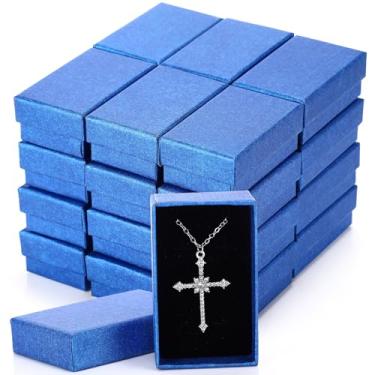 Imagem de Batiyeer 36 caixas de presente de papelão, joias embaladas, pequeno brinco caixa de presente com tampas para colar anel (azul, 8 x 5 x 3 cm)