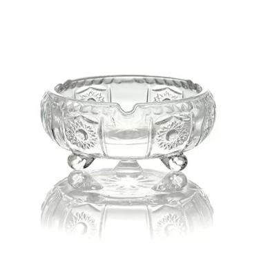 Imagem de Cinzeiro de cigarro para uso interno ou externo Cinzeiro de vidro cristal textura em relevo cinzeiro redondo sala de estar bonito pequeno cinzeiro transparente mesa de centro decoração mesa de café