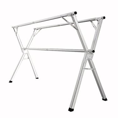 Imagem de Prateleiras de secagem dobráveis para lavanderia de 2 m, rack de secagem de roupas dobrável para ambientes internos e externos, comprimento ajustável, prateleira de secagem de roupa economizada, com