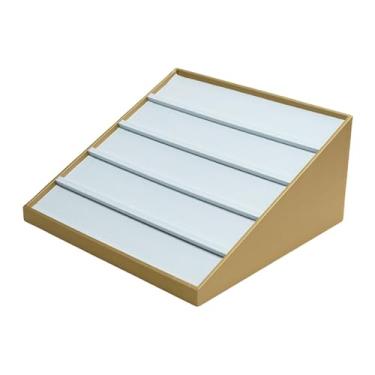 Imagem de simhoa Organizador de óculos de sol, expositor de óculos e joias, bandeja trapezoidal de 5 níveis para exibição de de grau, ideal para de casa, Ouro