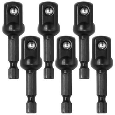 Imagem de Litoexpe 6 peças de adaptador de impacto de 1/2 polegada soquete quadrado, adaptador de soquete de broca preto para brocas de extensão brocas hexagonais de impacto