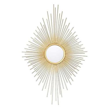 Imagem de Espelho de parede - Espelho redondo grande Espelho rústico para banheiro, entrada, sala de jantar, sala de estar. Espelho de metal para parede Espelho de parede Espelho de parede circular grande