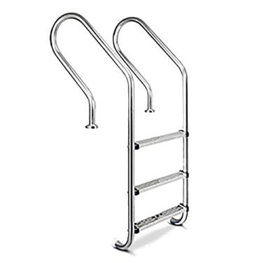 Imagem de Escada de piscina de aço inoxidável Corrimão de piscina de 3 degraus para entrada de piscina de 1-1,4 m, capacidade de carga de 113,4 kg, sem necessidade de incorporar/prata/155 x 50 x 18 cm (prata