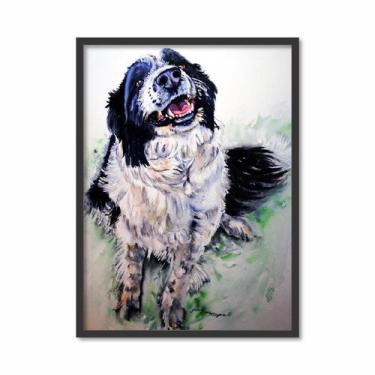 Imagem de Quadro Decorativo Border Colli Cachorro Colorido Com Moldura - Plimsho