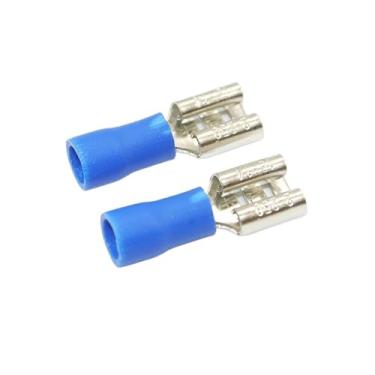 Imagem de 50 peças fêmea vermelho azul amarelo 2,8 mm 4,8 mm 6,3 mm isolado pá fio terminal elétrico crimpagem (6,3 mm azul fêmea)