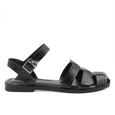 Imagem de Sandália Rasteira Zatta Fechada na Frente Luma Preta Preto 34-Feminino