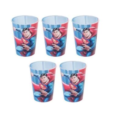 Imagem de kit 5 Copo Infantil Superman Geek Nerd 320ml Plasútil