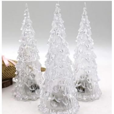 Imagem de Kit 3 Mini Árvore de Natal de Led Acrílico de Mesa, Enfeite Decoração, 17cm 22cm 27cm