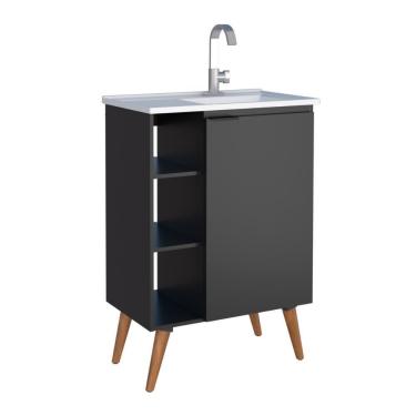 Imagem de Armário De Banheiro 2 Gavetas Delta Preto Tamarindo