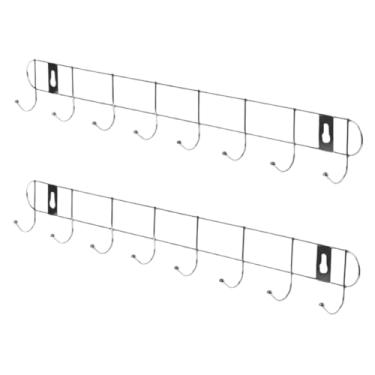 Imagem de Kit 2 Suportes de Parede Cabideiro Inox com 8 Ganchos – Pendurar Rodos, Roupas, Toalhas, Vassouras e Chaves (Prata)