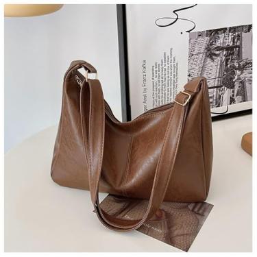 Imagem de Bolsas Hobo para mulheres, bolsa de ombro dobrável, bolsa transversal, bolsa transversal. Melhor para trabalho, viagens ou passeios de fim de semana, Marrom